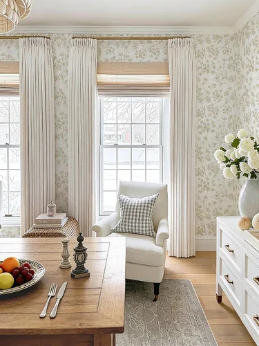 Vista 2 de Safiyya Papel tapiz adhesivo floral para despegar y pegar, 78.7 x 17.3 pulgadas, papel de pared blanco y beige, moderno, neutro, autoadhesivo