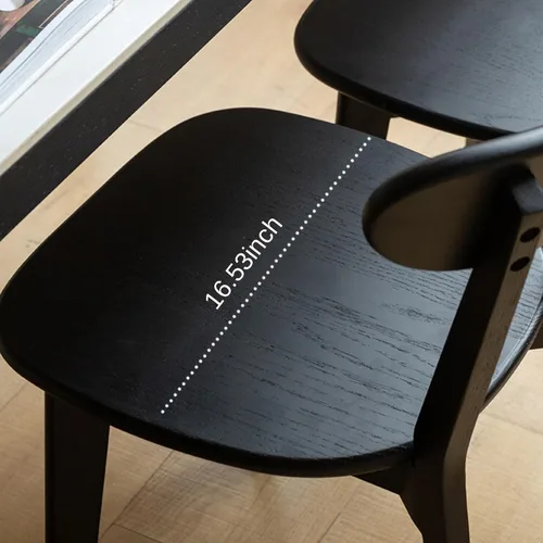 Vista 6 de Silla de comedor de roble macizo para cocina (1, negro) Contoured seat for comfort. Non-slip feet, sturdy wood. Quick assembly. For dining