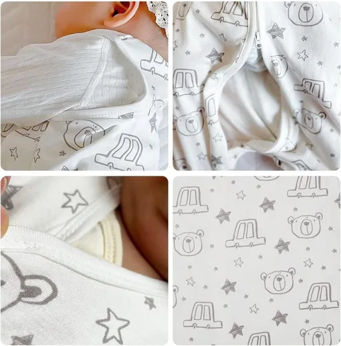 Vista 6 de HOUSABY - Manta de algodón para bebé, saco de dormir de algodón para verano, 1 saco de dormir unisex para niños pequeños, 0.5 TOG con cremallera