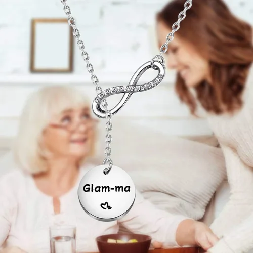 Vista 7 de ENSIANTH Collar de abuela Lariat Y - Regalo de cumpleaños de joyería familiar