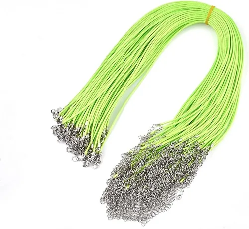 Vista 6 de 100 piezas de cordón encerado de 17 a 19 pulgadas, cuerda trenzada ajustable, para collares, colgantes para hacer joyas, cadenas con cierre de Azure
