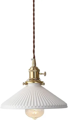 Vista 10 de Lámpara colgante de cerámica negra para isla de cocina, pantalla festoneada de cerámica, estilo granja, vintage, luces colgantes de techo