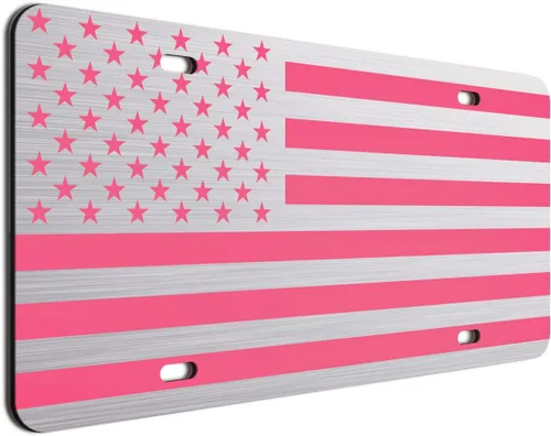 Vista 78 de JASS GRAPHIX Placa de matrícula personalizada con la bandera estadounidense de línea amarilla, homenaje personalizado a despachadores y operadores