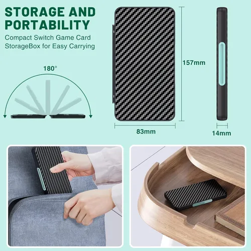 Vista 7 de CYKOARMOR Switch Game Case 24 - Funda compatible con tarjetas de juego Nintendo Switch y 24 tarjetas de memoria, soporte portátil