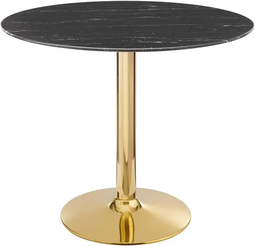 Vista 18 de Modway EEI-4746-GLD-BLK Verne - Mesa de comedor de mármol artificial de 28 pulgadas, color negro dorado