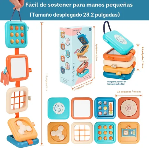 Vista 5 de GRESEESM Montessori - Tabla de actividades para niños de 1 año, juguetes de viaje para niños de 1 a 3 años, tablero de actividades sensoriales