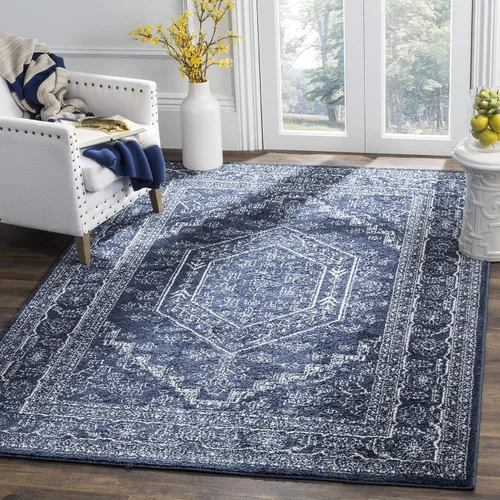 Vista 88 de SAFAVIEH ADR108B - Tapete de la colección Adirondack, 2 pies 1 pulgada x 6 pies, marfil y plateado, diseño de medallón oriental, no desprende