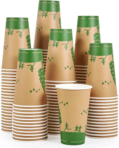 Vista 8 de ECOLipak 240 unidades de 12 onzas Tazas de papel compostables, tazas de café desechables biodegradables con revestimiento de PLA, tazas de papel