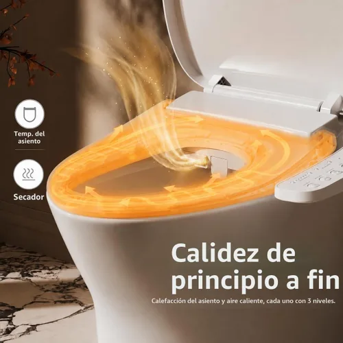 Vista 5 de Asiento de inodoro eléctrico BRAVAT® alargado, calentado, cierre suave