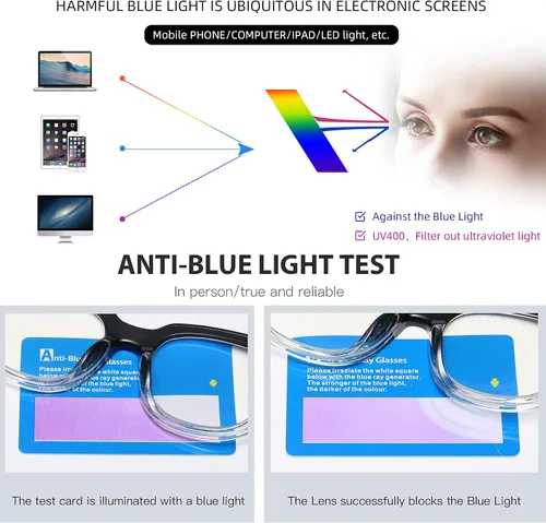 Vista 7 de Bevi Lentes de bloqueo de luz azul, elegantes anteojos de lectura para hombres y mujeres Gris (Gradient Grey)