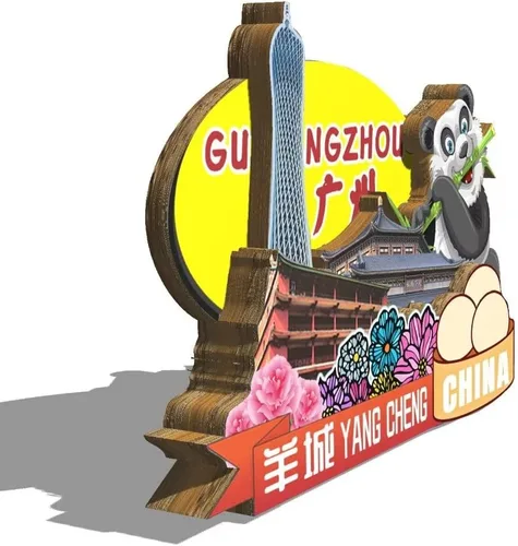 Vista 2 de China Guangzhou imán de nevera imán de madera 3D monumentos viajes coleccionables recuerdos decoración hecha a mano