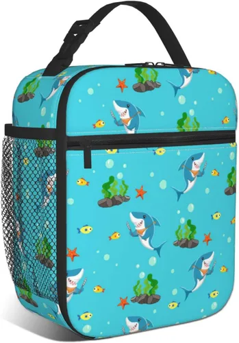 Vista 12 de Lonchera espacial para niños y niñas, térmica, térmica, linda bolsa de almuerzo para la escuela Dibujos animados aeroespacial