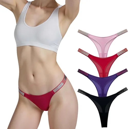 Vista 7 de Meshal Tanga sexy para mujer, bragas de algodón, con espalda en T, 5 unidades, hipster 1908-4pack