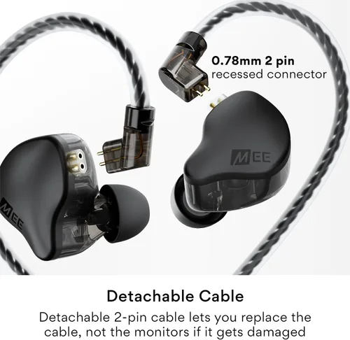 Vista 4 de MEE audio CORE 2 Auriculares híbridos con cable con monitor intrauditivo de Negro