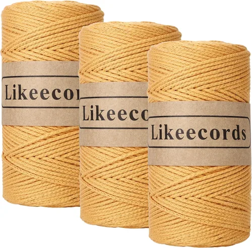 Vista 9 de Likeecords 100% Hilo de Ganchillo de Algodón Cordón de Bolsa de 2mm 170m Cordón de Macramé de 2mm Hilo de Crochet Cuerda de Macramé Regalo para Verde