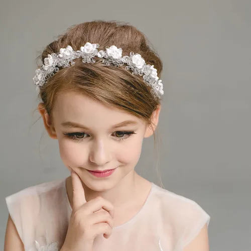 Vista 2 de Papoopy Tocado de niña de las flores para boda, primera comunión, novia, accesorios para el cabello (F9)