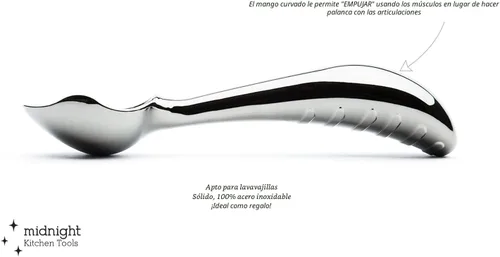 Vista 2 de Midnight Scoop - Cuchara de helado ergonómica de acero inoxidable Resistente, fácil de usar y apta para lavavajillas Grado profesional, diseño