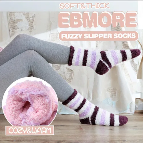 Vista 3 de EBMORE Womens Fuzzy Socks Slipper Fluffy Cozy Comfy Cabin Plush Warm Winter Sleep Home Soft Socks