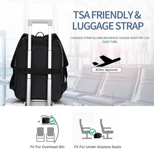 Vista 6 de EMPSIGN Mochila Bolso para Laptop para Mujeres y Hombres con Puerto de Carga USB, Mochila de Viaje Resistente al Agua Acolchada de 15.6 Pulgadas