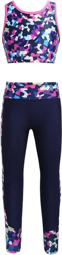 Vista 10 de JEATHA Conjunto de camiseta sin mangas con pantalones para niñas y niñas, para gimnasia, yoga, entrenamiento, ropa deportiva