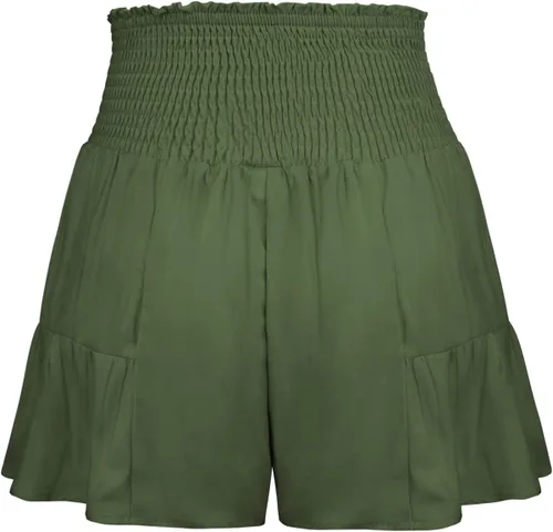 Vista 7 de Pantalones cortos de verano para mujer, estilo casual, con lazo, cintura alta, con volantes, plisados, lindos pantalones cortos para la playa