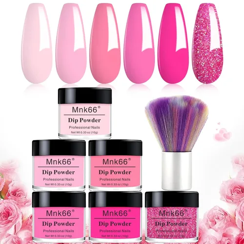 Vista 11 de Juego de polvo de inmersión de 6 colores, set de colores para uñas con vino tinto oscuro, rojo oscuro, naranja, set de polvo de inmersión para uñas