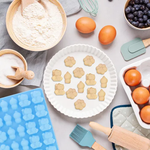 Vista 6 de 3 paquetes de moldes de silicona de grado alimenticio de osito de gomita, molde antiadherente para caramelos, incluye pata para gelatina de gelatina