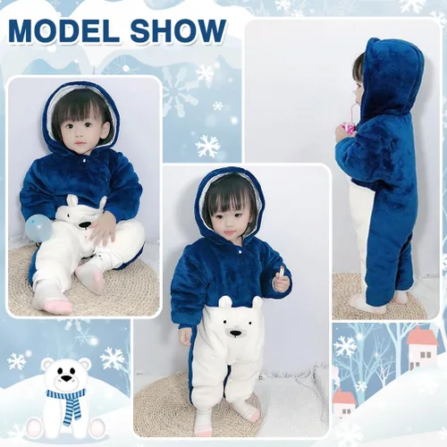 Vista 6 de Fairy Baby Traje de nieve para bebé recién nacido, oso enterizo, abrigo cálido de invierno para niñas y niños de 0 a 18 meses