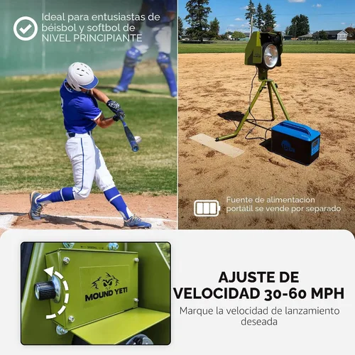 Vista 5 de Mound Yeti Baseball Softball Pitching Machine, Youth and Adult Single Wheel Pitching Machine for Baseball and Softball, Training Equipment