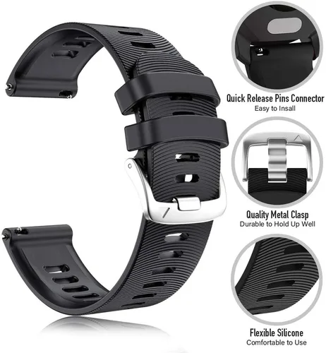 Vista 3 de ANCOOL Correa de reloj Garmin Forerunner 245/165/55/645, correa de reloj deportiva de silicona de 0.787 pulgadas compatible con Garmin Vivoactive