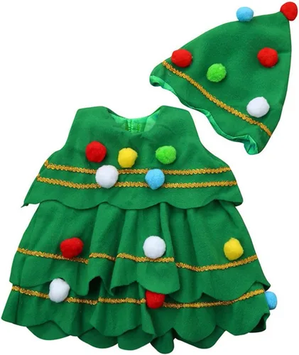 Vista 3 de Gamivast Lightning Deals of Today - Disfraces de Navidad para niños, disfraz de árbol, disfraz de árbol para niños y niñas, vestido B-verde, B-verde