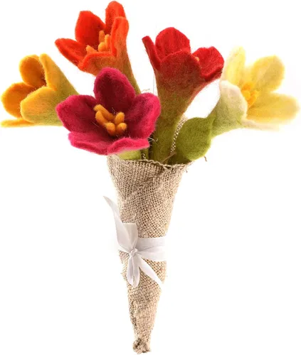 Vista 12 de Glaciart One Ramo de flores artificiales de narciso de fieltro, 5 piezas, reutilizables, lavables y listas para aceite esencial, flores artificiales