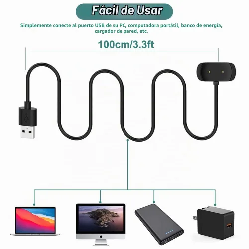 Vista 6 de Kissmart Cargador para Amazfit T-Rex Pro, Bip 5, Bip 3, Bip U Pro, GTS 4 Mini, GTS 2, GTS 2e, GTS 2, GTR 2, GTR 2e, GTR mini, cable de carga