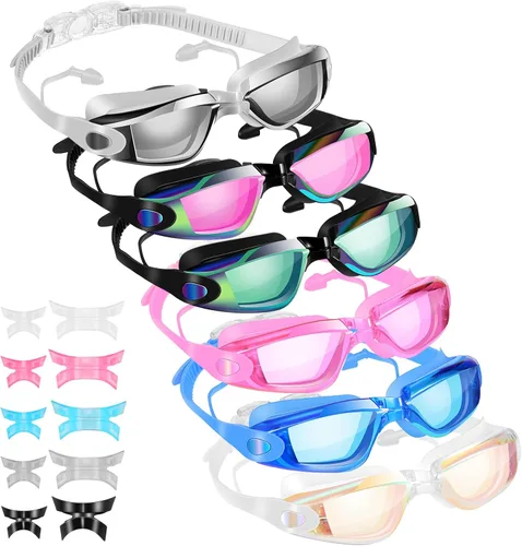 Vista 8 de Fabbay Paquete de 6 gafas de natación antivaho sin fugas, protección completa, para adultos, mujeres, hombres y jóvenes