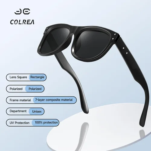 Vista 3 de Colrea Gafas de sol polarizadas de moda para mujer, montura cóncava cuadrada, protección UV400