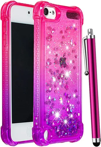 Vista 7 de Funda para iPod Touch de 7ª generación, iPod Touch 6ª/5ª generación para niñas, mujeres, niños, bonita purpurina líquida suave TPU transparente a