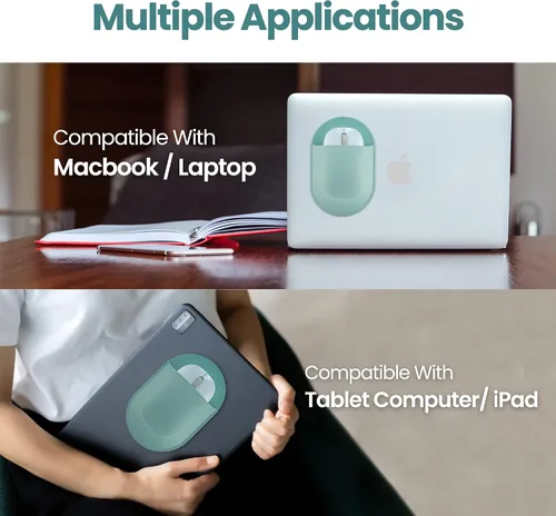 Vista 4 de Epessa Soporte para bolígrafo adhesivo verde para cuaderno y funda universal para mouse