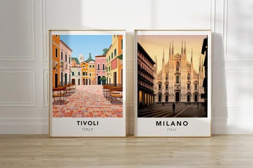 Vista 6 de Tivoli poster Italy print Tivoli travel print wall art, Italy travel poster