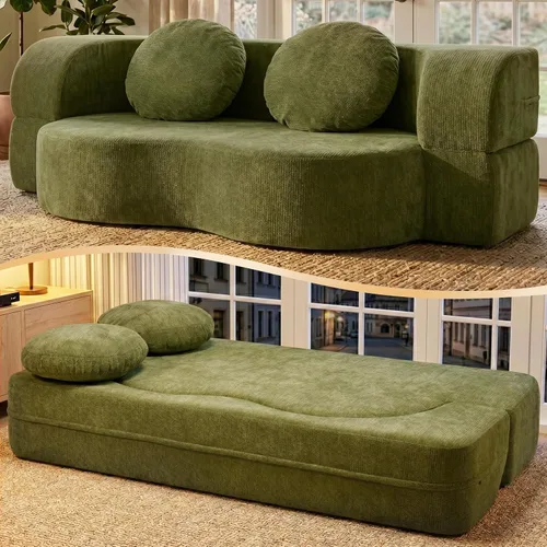 Vista 12 de Shintenchi Sofá cama convertible de 78 pulgadas, sofá cama 2 en 1 sin hueso, sofá biplaza de espuma viscoelástica, cama plegable de invitados con 2