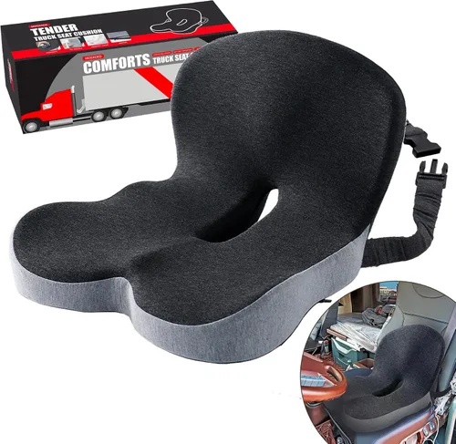 Vista 12 de Cojín de asiento ergonómico con correa ajustable, cojín de asiento de silla de oficina de espuma viscoelástica con diseño en forma de L, cojín