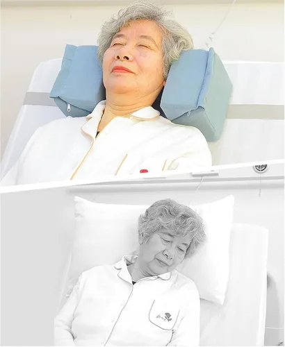Vista 8 de Reposacabezas antilateral, almohada de esponja curvada, ajustable y extraíble, protege la columna cervical de los ancianos, rango de ancho de cama