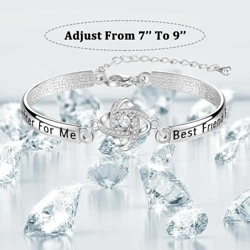 Vista 6 de JOGDIAM Regalos de joyería para mujeres con tarjeta de mensaje de regalo, regalos para mamáabuelahijahermana, pulsera grabada con nudo de amor