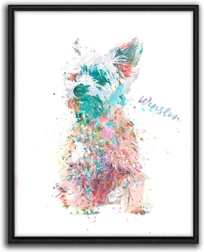 Vista 28 de Personal-Prints Regalo de arte personalizado para pared de perro, impresión artística moderna personalizada única de estilo acuarela La raza