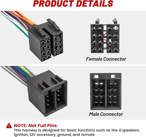 Vista 3 de RED WOLF Adaptador de arnés de cableado de radio ISO de 16 pines macho y hembra para Freightliner 2004-2021, Volvo 2004-2016, conector estéreo