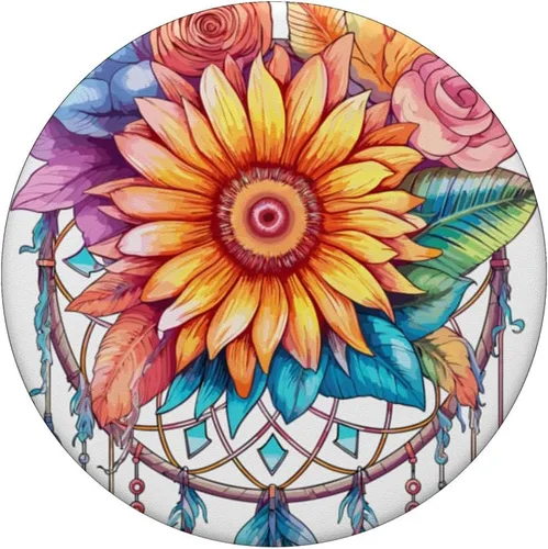 Vista 3 de Atrapasueños de girasol PopSockets PopGrip intercambiable