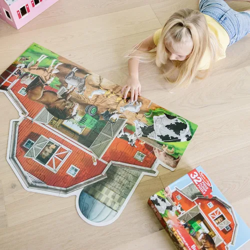 Vista 2 de Melissa & Doug - Rompecabezas de suelo con forma de granero