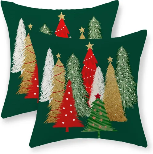 Vista 11 de Fundas de almohada de Navidad de 18x18 Juego de 2 Cojines dorados de copo de nieve de invierno Fundas de almohada negras Cojines decorativos de Copo