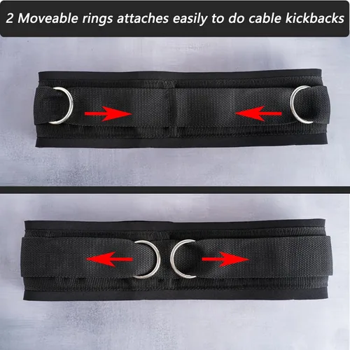 Vista 4 de LOOEEL Adjustable Waist Belt Soft Neoprene Padded Belt with 2 Movable Rings for Cable Machines Fitness Exercise Speed Agility Resistance Training