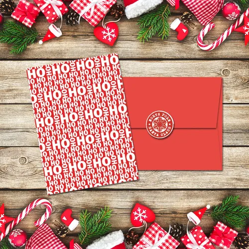 Vista 3 de Pink Pixie Studio Kit de escritura de lista de deseos de Navidad de Carta a Santa - Paquete de 5 tarjetas en blanco de 5 x 7 con sobres rojos