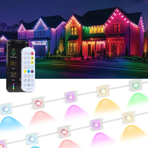 Vista 8 de EcoNour Luces LED RGB permanentes para exteriores de 50 pies Luces LED inteligentes impermeables para aleros con aplicación y control remoto